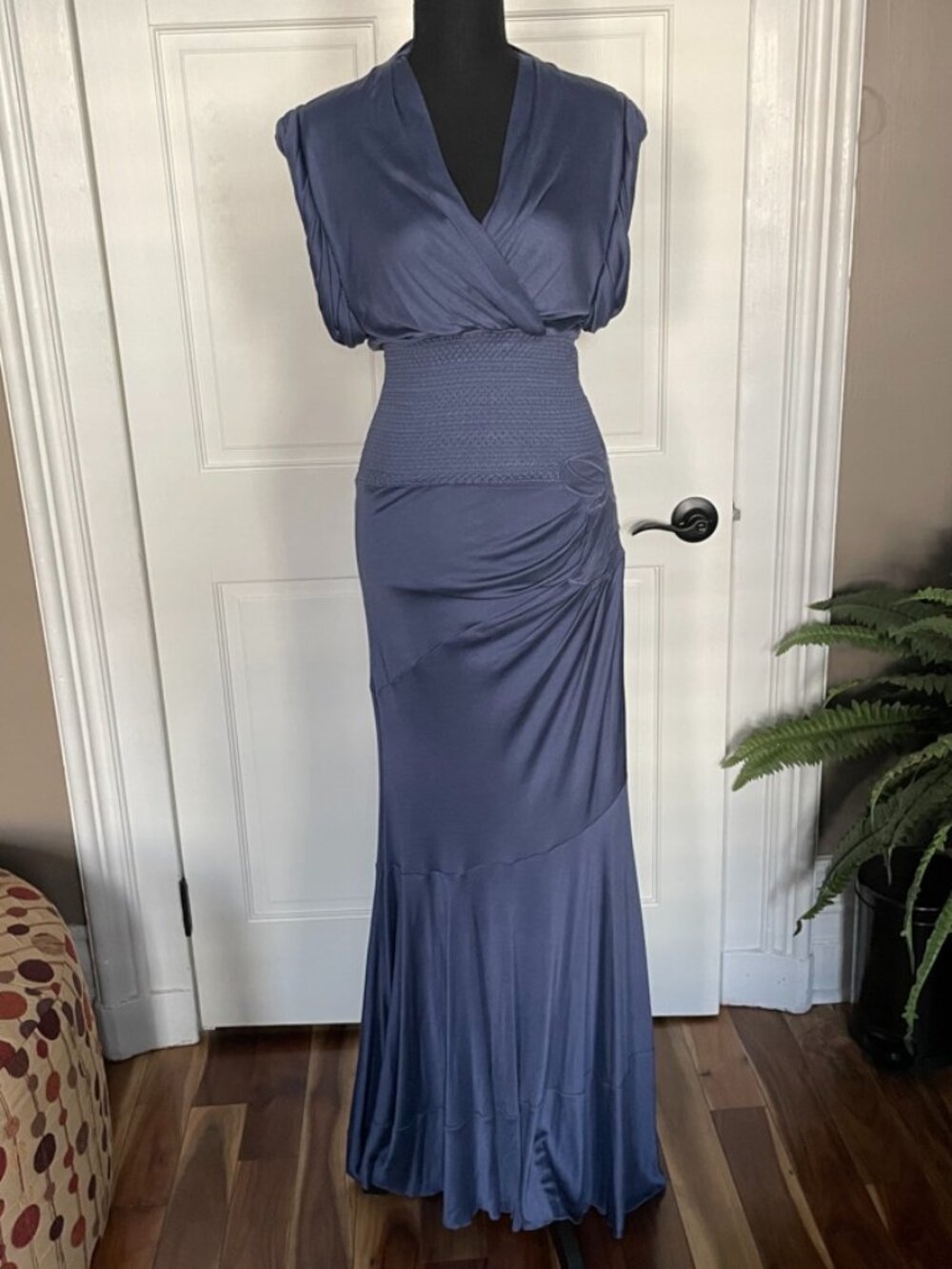 CATHERINE MALANDRINO Silk Blend Draped Maxi Dress